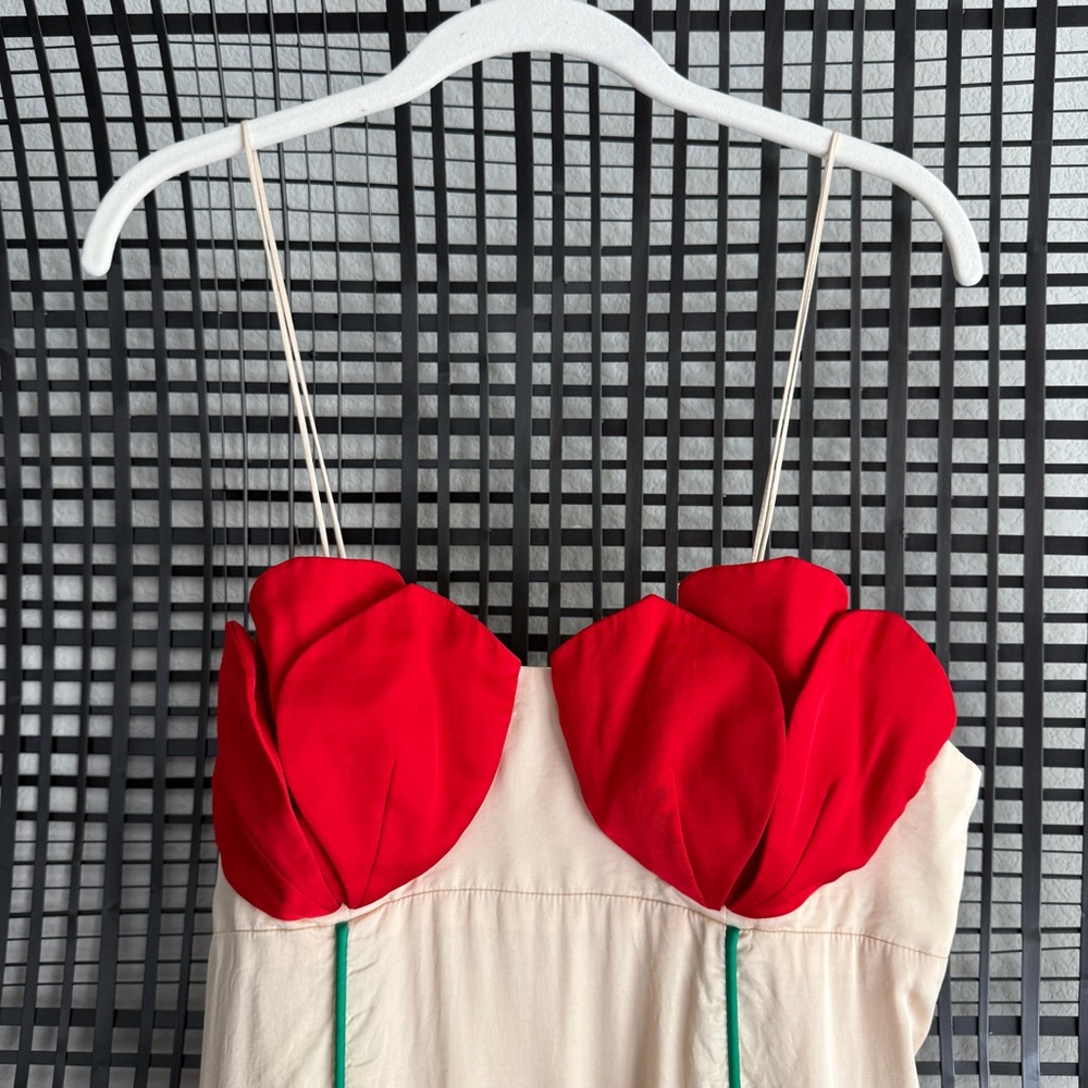 FARM Rio Cream Slip Dress with Red Bust and Green Accents - Picture 5 of 16